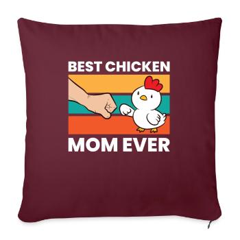 Meilleur poulet maman jamais drôle poulet - Housse de coussin décorative 45 x 45 cm - bordeaux - Devant