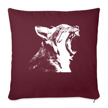 Lynx Chat sauvage motif - Housse de coussin décorative 45 x 45 cm - bordeaux - Devant