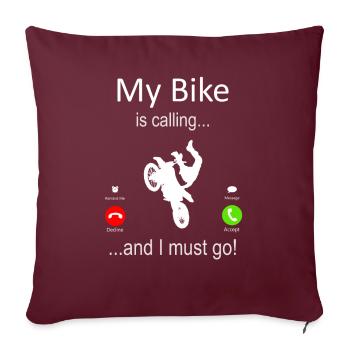 Mon Dirtbike appelle... et je dois y aller! - Housse de coussin décorative 45 x 45 cm - bordeaux - Devant