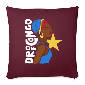 DRC DR of Congo Kongo Kinshasa Black Heritage - Sofakissenbezug 45 x 45 cm - Burgunderrot - Vorne