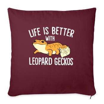 La vie est meilleure avec les geckos léopards - Housse de coussin décorative 45 x 45 cm - bordeaux - Devant