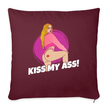 FILLE ÉROTIQUE SEXY EMBRASSE MON CUL - Housse de coussin décorative 45 x 45 cm - bordeaux - Devant