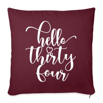 Bonjour Trente-quatre Mignon anniversaire de 34 ans - Housse de coussin décorative 45 x 45 cm - bordeaux - Devant
