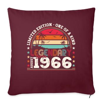 Legendär August 1966 56. Geburtstag Geschenk Fun - Sofakissenbezug 45 x 45 cm - Burgunderrot - Vorne