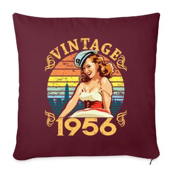 Retro Pin-up Girl Vintage 1956, 66 ans - Housse de coussin décorative 45 x 45 cm - bordeaux - Devant