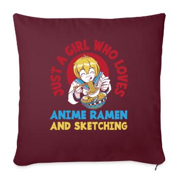 Mädchen Anime Ramen Zeichnen Geschenk - Sofakissenbezug 45 x 45 cm - Burgunderrot - Vorne
