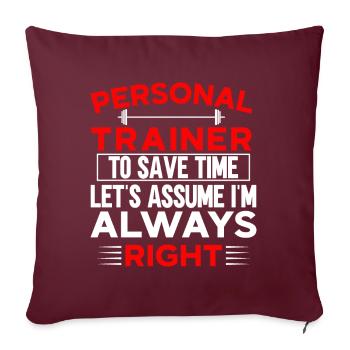 Fitness Workout Motivation Entraîneur personnel - Housse de coussin décorative 45 x 45 cm - bordeaux - Devant