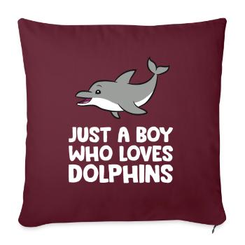 Juste un garçon qui aime les dauphins Grand dauphin - Housse de coussin décorative 45 x 45 cm - bordeaux - Devant