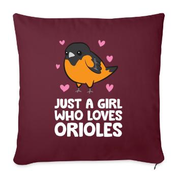 Juste une fille qui aime les Orioles - Housse de coussin décorative 45 x 45 cm - bordeaux - Devant