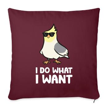 Cockatiel Parrot Bird Je fais ce que je fais - Housse de coussin décorative 45 x 45 cm - bordeaux - Devant