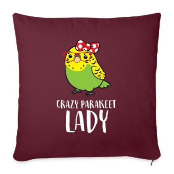 Dame perruche folle - Housse de coussin décorative 45 x 45 cm - bordeaux - Devant