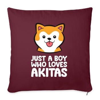 Nur ein Junge, der Akita-Hunde liebt - Sofakissenbezug 45 x 45 cm - Burgunderrot - Vorne