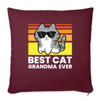 Meilleure grand-mère de chat de tous les temps - Housse de coussin décorative 45 x 45 cm - bordeaux - Devant
