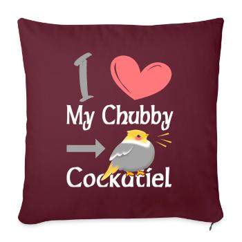 J’aime mon cockatiel potelé - Housse de coussin décorative 45 x 45 cm - bordeaux - Devant