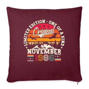 Original novembre 1986 Cadeau du 36e anniversaire - Housse de coussin décorative 45 x 45 cm - bordeaux - Devant