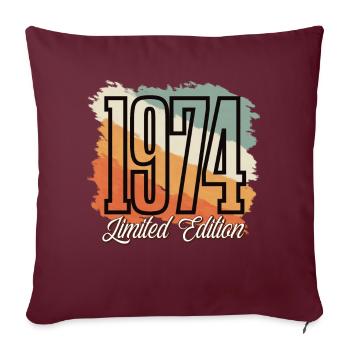 1974 Année de naissance Anniversaire Année de construction Vintage Rétro - Housse de coussin décorative 45 x 45 cm - bordeaux - Devant