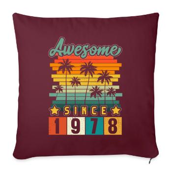 1978 Anniversaire Né Année de naissance millésime - Housse de coussin décorative 45 x 45 cm - bordeaux - Devant