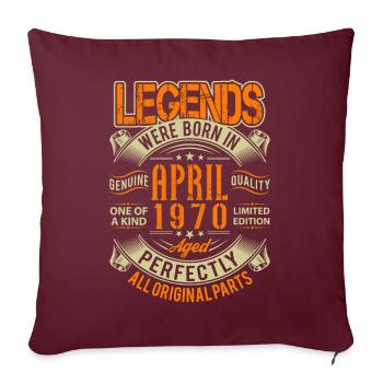 1970 Légende de l’anniversaire d’avril - Housse de coussin décorative 45 x 45 cm - bordeaux - Devant