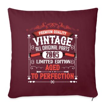 2005 Année de naissance Né Anniversaire Vintage - Housse de coussin décorative 45 x 45 cm - bordeaux - Devant
