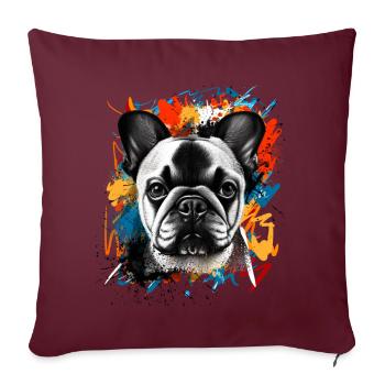 Bouledogue français - Housse de coussin décorative 45 x 45 cm - bordeaux - Devant