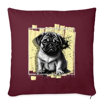 Mops Hund - Sofakissenbezug 45 x 45 cm - Burgunderrot - Vorne