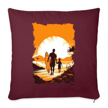 Père et fils surfeur cadeau surfeur - Housse de coussin décorative 45 x 45 cm - bordeaux - Devant