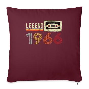 1966 Birthday Vintage Cassette - Housse de coussin décorative 45 x 45 cm - bordeaux - Devant