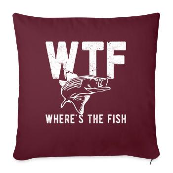 Wo ist der Fisch? - Sofakissenbezug 45 x 45 cm - Burgunderrot - Vorne