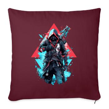 Epic Gamer Cyber Assassin en bleu et rouge - Housse de coussin décorative 45 x 45 cm - bordeaux - Devant
