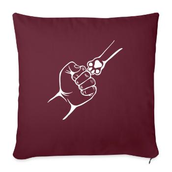 Une main humaine et une patte de chien Chiens - Housse de coussin décorative 45 x 45 cm - bordeaux - Devant