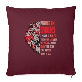 2005 Birthday Lion made in - Housse de coussin décorative 45 x 45 cm - bordeaux - Devant