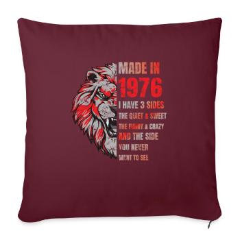 1976 Birthday Lion made in - Housse de coussin décorative 45 x 45 cm - bordeaux - Devant