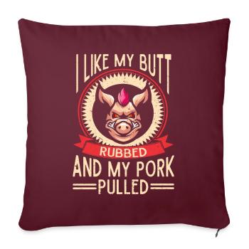 Porc effiloché BBQ Schwein Grill - Housse de coussin décorative 45 x 45 cm - bordeaux - Devant