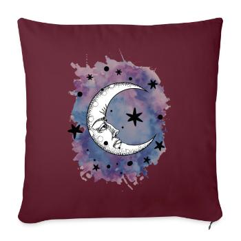 Lune étoiles aquarelle aquarelle espace extra-atmosphérique - Housse de coussin décorative 45 x 45 cm - bordeaux - Devant
