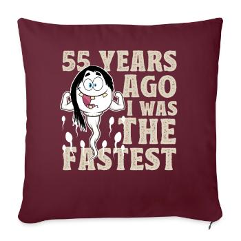 55e anniversaire dictons drôles - Housse de coussin décorative 45 x 45 cm - bordeaux - Devant