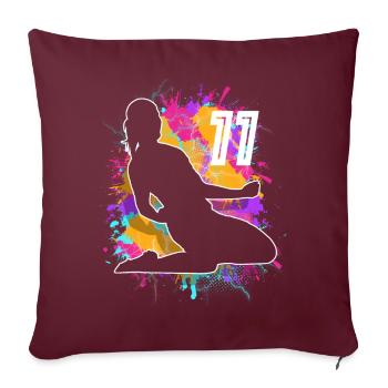Football Femme Football 11e anniversaire - Housse de coussin décorative 45 x 45 cm - bordeaux - Devant
