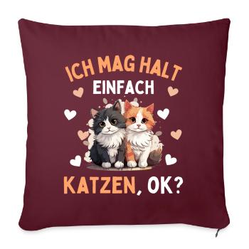 J’AIME JUSTE LES CHATS ! Drôle de chat chat - Housse de coussin décorative 45 x 45 cm - bordeaux - Devant