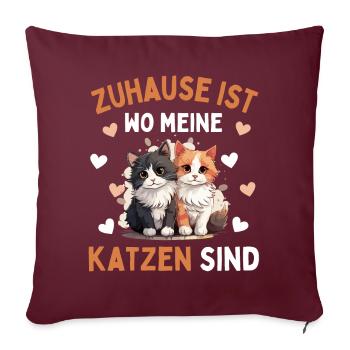J’AIME LES CHATS ! Drôle de chat chat - Housse de coussin décorative 45 x 45 cm - bordeaux - Devant