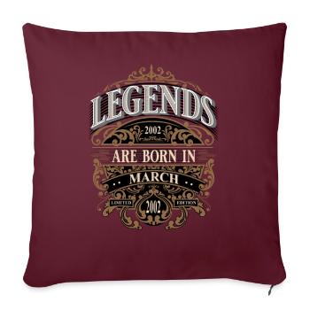 2002 Mars Naissance Anniversaire Année de naissance - Housse de coussin décorative 45 x 45 cm - bordeaux - Devant
