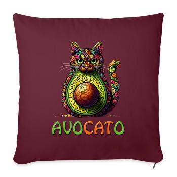 AVOCATO UNE DRÔLE DE FUSION COLORÉE DE CHAT ET D’AVOCAT - Housse de coussin décorative 45 x 45 cm - bordeaux - Devant