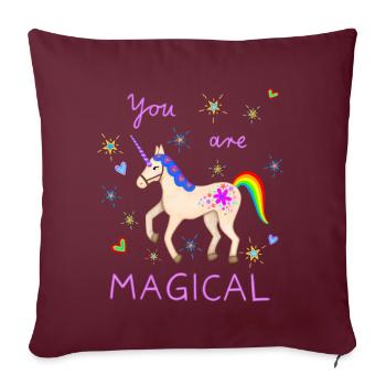 Licorne mignonne Licornes magiques Rainbow Girl - Housse de coussin décorative 45 x 45 cm - bordeaux - Devant