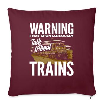 Train Trains Hobby Train Spotter Amoureux du chemin de fer - Housse de coussin décorative 45 x 45 cm - bordeaux - Devant
