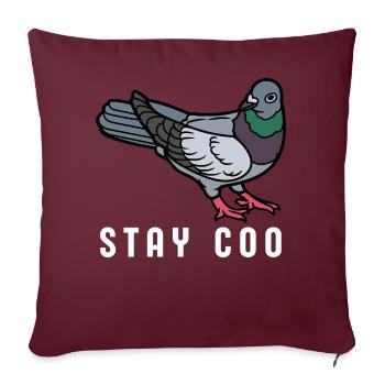 Oiseau Stay Coo | Drôle d’observation des oiseaux de pigeons cool - Housse de coussin décorative 45 x 45 cm - bordeaux - Devant