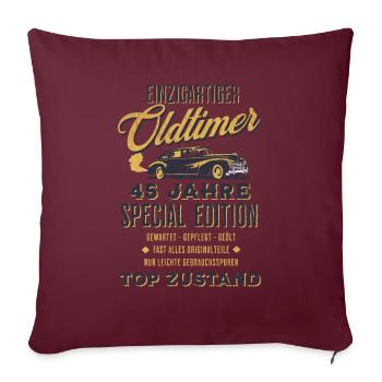 45. Geburtstag Oldtimer TOP ZUSTAND - Sofakissenbezug 45 x 45 cm - Burgunderrot - Vorne