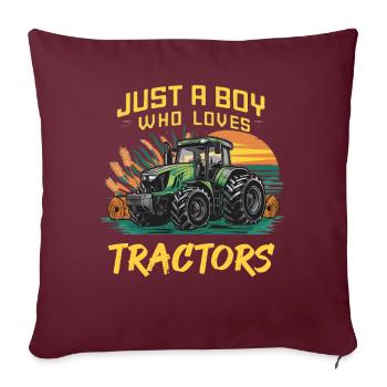 Juste un garçon qui aime les tracteurs - Housse de coussin décorative 45 x 45 cm - bordeaux - Devant