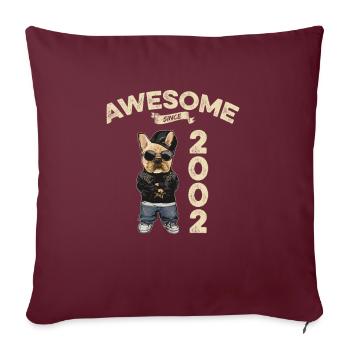 2002 Anniversaire Génial depuis Cool Dog - Housse de coussin décorative 45 x 45 cm - bordeaux - Devant