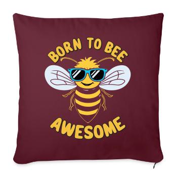 Drôle d’abeille disant Né pour être génial - Housse de coussin décorative 45 x 45 cm - bordeaux - Devant