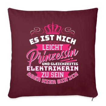 Princesse et électricien - Funny Electro - Housse de coussin décorative 45 x 45 cm - bordeaux - Devant