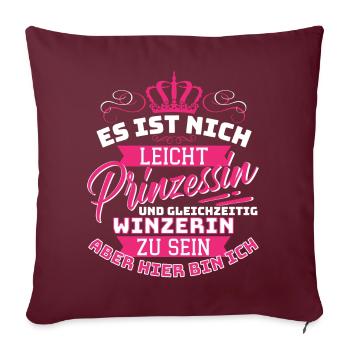 Princesse & Vigneron - Vignerons Amusants - Housse de coussin décorative 45 x 45 cm - bordeaux - Devant
