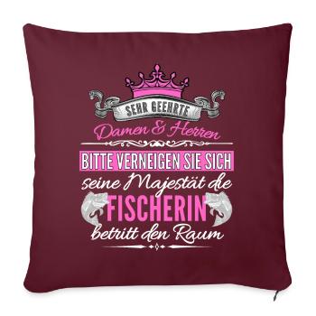 Anglerin Angel Angeln Fischen Fischerin Anglerin - Sofakissenbezug 45 x 45 cm - Burgunderrot - Vorne